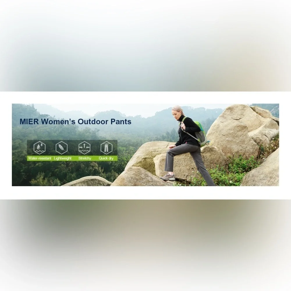 MIER Women’s Black Hiking Pants – Quick Dry, Stretch, Size 8